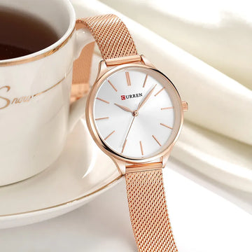 CURREN Simple Watches Hot Sale Wristwatches Women brand Fashion Dress Ladies Bracelet Watch Rose Gold Clock Gifts