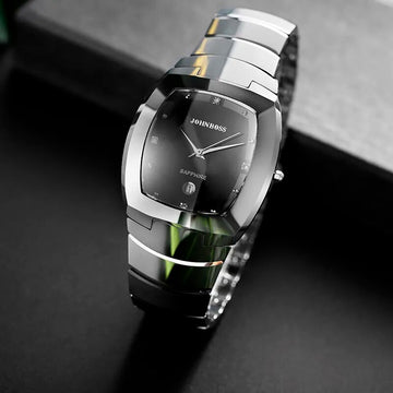 John Boss  Tonneau Tungsten Steel Watch Men Quartz  Switzerland Ronda Movement Arc Sapphire Watch Women Business Waterproof