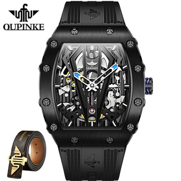 OUPINKE Skeleton Watches Mechanical Automatic Watch Men Sapphire Sport Clock Brand Luxury Fashion Wrist Watch Men Relojes Hombre