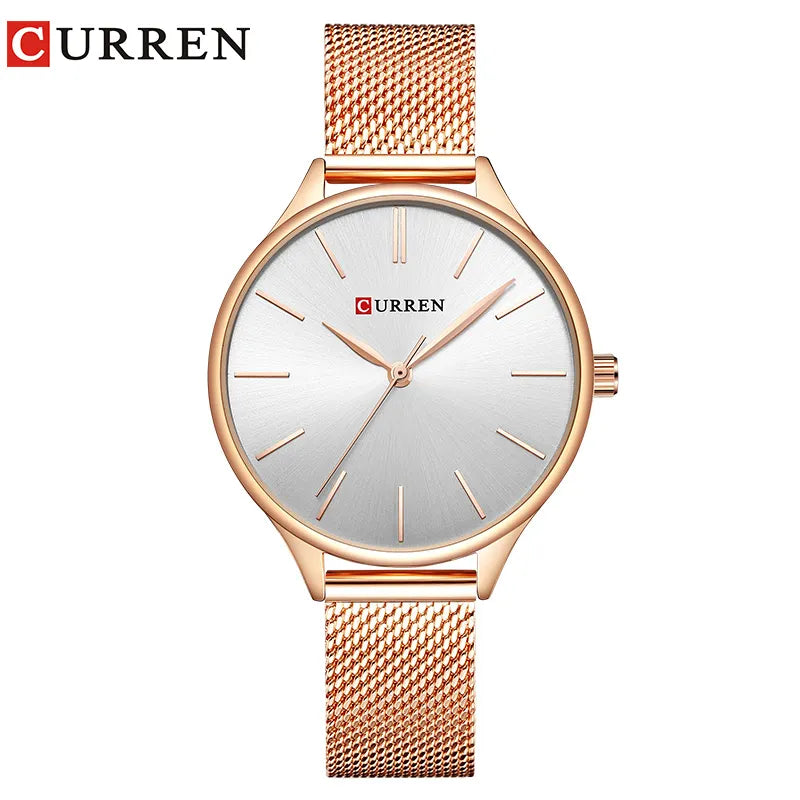 CURREN Simple Watches Hot Sale Wristwatches Women brand Fashion Dress Ladies Bracelet Watch Rose Gold Clock Gifts