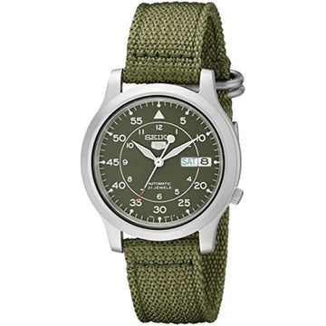 SEIKO Watches for Men's 5 Automatic Stainless Steel Watch with Green Canvas Mechanical Luxuy Watch SNK805 Waterproof Wristwatch