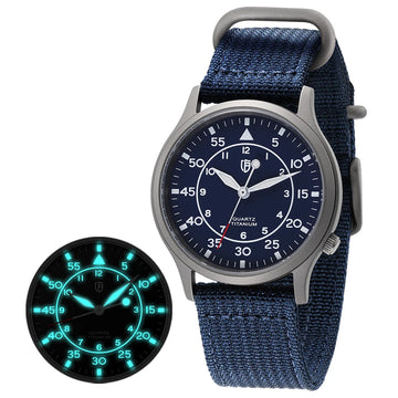 BERNY Men's Quartz Watch BERNY VH31 Super Luminous Sapphire Glass Fashion 5ATM Waterproof Titanium Men's Vintage Pilot Watch