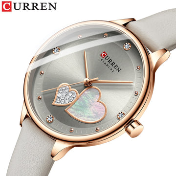 CURREN Watches Women Fashion Leather Quartz Wristwatch Charming Rhinestone Female Clock Zegarki Damskie