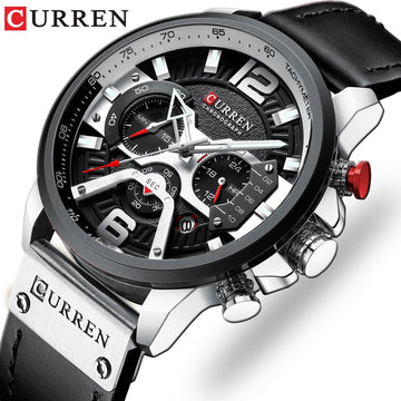 CURREN Mens Watches Top Brand Luxury Leather Sports Watch Men Fashion Chronograph Quartz Man Clock Waterproof Relogio Masculino