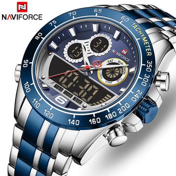 NAVIFORCE New Watches for Men Top Luxury Brand Big Sports Quartz Watch Mens Stainless Steel Chronograph Clock Relogio Masculino