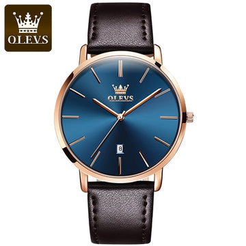 OLEVS New Watch for Men Minimalist Ultra Thin Fashion Casual Analog Quartz Date Watch Simple Big Face Dress Waterproof Watch5869